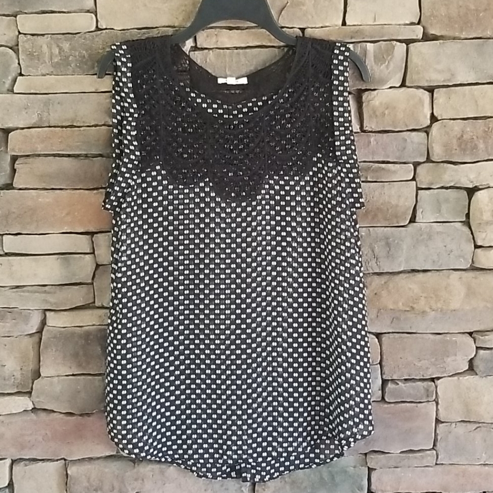 Anthropologie Semi-Sheer Top in Black & White